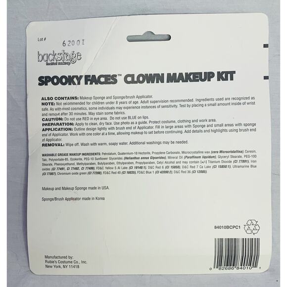 Rubie's Clown Makeup Kit Backstage Theatrical Multicolor Spooky Faces Washable - Picture 5 of 7